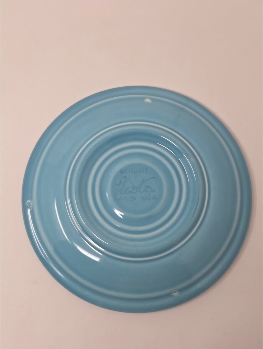 Vintage 1936 Genuine Fiesta HLC USA Blue Saucer Plate 6 Inch Concentric Rings